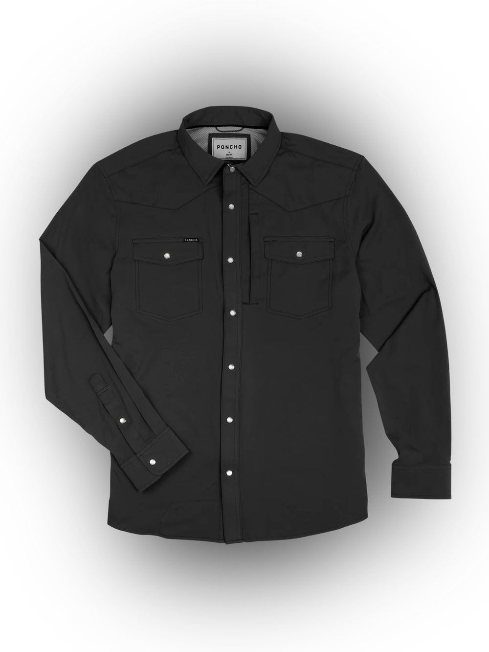Poncho Men’s Black Western Snap-Front Longsleeve Shirt